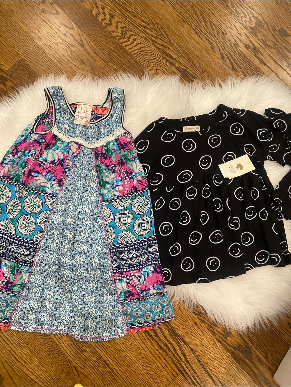 5T Bohemian Patterned Tank Dress & Black Smiley Long-Sleeve Top NWT